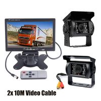 12V-24V 7" TFT LCD Monitor Car Rear View Kit + 2X 18 LED IR Night Vision Reverse Camera Parking Assistance System 10M Cable for Bus Truck Caravan