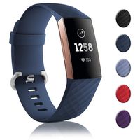 Bands Replacement Compatible for Fitbit Charge 3, Adjustable Wrist Accessories Sport Wristbands for Women&Men (Large, Blue)