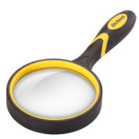 Dicfeos Shatterproof Magnifying Glass 4X Handheld Reading Magnifier, 75mm Non-Scratch Quality Glass Lens, Thickened Rubbery Frame, 4.5oz Lightweight, Perfect for Seniors & Kids