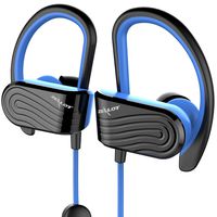 Bluetooth Headphones IPX7 Waterproof,Wireless Sports Earphones w/Mic,Bluetooth 5.0 Sweatproof Stereo Bass in-Ear Earbuds,8 Hour Battery Noise Cancelling Headsets Microphone for Gym Workout(Black-blue)