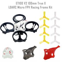 LDARC Micro FPV Racing Frame Kit ET100 V2 100mm True X for 2S RC Drone with 1.9 inch Propeller Protective Guard 1935 3-Blade Propeller and ET100 V2/115 3S Canopy