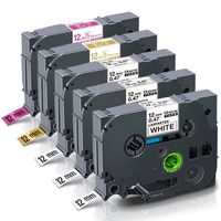 Unismar Tze-231 Tze-MQP35 Tze-MQ835 12mm Laminated Labeling Tape Compatible for Brother P-Touch PT-D210 PT-D200 PT-D400 PT-D600 PT-H100 PT-H110 PT-7600 PT-1280 Label Maker, 1/2'' x 26.2'/16.4', 5-Pack