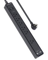 Surge Protector Power Strip, NTONPOWER 6 Outlets Power Strip with 2 USB Ports, Power Strip Flat Plug, 5ft Heavy-Duty Extension Cord, 15A Circuit Breaker, Wall Mount, for Home, Office and More (500 J)