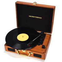 Musitrend Record Player Vinyl Turntable 3 Speed Vintage Record Players with Stereo Speaker Belt Driven Portable Record Player Suitcase