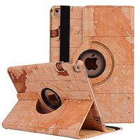 iPad Mini 7.9 Inch Case Cover, YiMiky PU Leather Protective Case 360 Degrees Rotating Stand Vintage Map Pattern Slim Fit Folio Case Bumper Cover for iPad Mini 1/2/3 - Brown