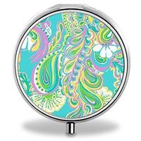 Flower Pill Case, Round Stainless Drug Organizer Container Medicine Cover for Pocket Daily&Weekly