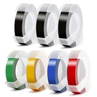 Embossing Tape Colored Label Cartridges Replacement for DYMO 3D Plastic Embossing Labels, Self-Adhesive 3/8-inch x 9.8-Feet (Each Roll), 7-Roll Pack, [Non-OEM]
