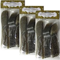 Creative Converting 72-Piece Premium Plastic Assorted Cutlery, Glitz Gold Glitter