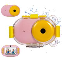 omzer Kids Camera Waterproof Cameras with Shockproof Fogproof Shell Gift for 3-10 Years Old Girls Boys, Underwater Digital Cameras for Kids Beach Snorkeling, Pink(16GB Memory Card Included)