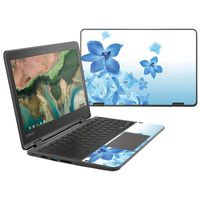 MightySkins Skin Compatible with Lenovo 300e Chromebook 11.6" (2018) - Blue Flowers | Protective, Durable, and Unique Vinyl Decal wrap Cover | Easy to Apply, Remove | Made in The USA