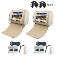 Eincar Pair 7 inch HD LCD Dual Screen Headrest Monitor DVD Player USB/SD/DVD/CD/MP3/MP4 Support 32 bit Games FM Transmitter IR AV-in seat Monitor+2 IR Headphones Included!(Beige)