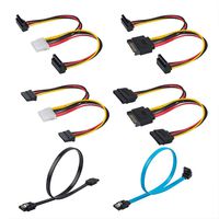 Set of 6, SATA Power Splitter Cord and SATA III Cable 6.0 Gbps, findTop Straight and 90 Degree SATA 3.0 Cable, SATA 15 Pin Male to 2xSATA 15 Pin Power Splitter Cable