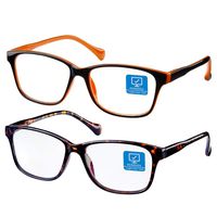 Blue Light Blocking Computer Glasses 2 Pack Anti Eye Eyestrain Unisex(Men/Women) Glasses with Spring Hinges UV Protection(Twilight and Orange)