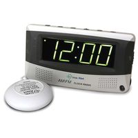 Sonic Boom Vibrating Radio Alarm Clock with AM/FM Radio & Powerful Super Vibrating Unit, Features Snooze, Extra Loud Pulsating Audio Alarm and Battery Backup
