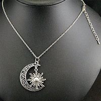 Accessories Gift Women Alloy Chain Jewelry Pendant Moon And Sun Necklace Pretty Cute Stylish For gift Lovely Womens Beads Accessory Daily Wonderful Amulet