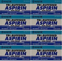 Tri Buffered Aspirin Tablets Generic for Bufferin 325 mg 100 Tablets per Bottle Pack of 8 Total 800 Tablets by Major Pharmaceuticals