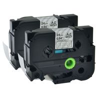 GREENCYCLE 2 PK White on Clear Label Tape Laminated Compatible for Brother P-Touch TZ TZe 155 TZe-155 TZ-155 TZe155 24mm x 8m 1" x26.2' PT-P750W PT-E500 PT-9600 PT-E550W PT-2730VP Labeling Maker