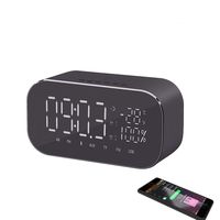 Bedside Clock Bluetooth Speaker,MUEQU Portable Metal Wireless Subwoofers Stereo Speaker,Bedside Digital Alarm Clock,Built-in Mic FM Radio LCD Display,Support TF Cards,Hands-Free (Black)