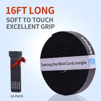 SZBEJMYA Cable Ties Reusable for Electronics, it, Hair Dryer, phone chargers, computer, pc, Fastening Tape - extra long Hook and Loop cords wrap around Management bendable microfiber Wire ties Black