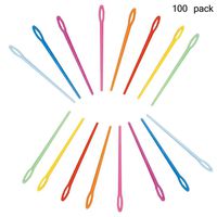 100 pcs 7CM/2 3/4"Plastic Hand Sewing Yarn Darning Tapestry Needles Plastic Lacing Needles Notions Craft (Random Color)