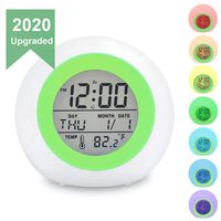 TooTa Kids Digital Alarm Clock, 7 Color Night Light, Snooze, Temperature Detect for Toddler, Children Boys and Girls, Students to Wake up at Bedroom, Bedside, Batteries Operated