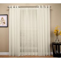 Tergaline Semi-Sheer Ivory Double Wide Grommet Curtain Panel 108"Wx96"L (108"Wx96"L, White)