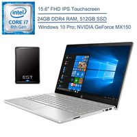 2020 HP Pavilion 15 15.6" FHD Touchscreen Business Laptop Computer, 8th Gen Intel Quad-Core i7-8550U Up to 4.0GHz, 24GB DDR4, 512GB SSD, GeForce MX150, Windows 10 Pro + EST 500GB External Hard Drive