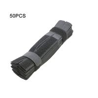 DEXING Reusable Cable Tie Straps Hook and Loop Fastening Wires Organizer for TV Laptop Computer Cables at Home Office. BLACK, Pack of 50 (Straps)