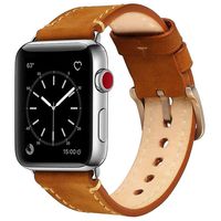 Mkeke Compatible with Apple Watch Band 42mm 44mm Mkeke Genuine Leather iWatch Bands (A-Brown)