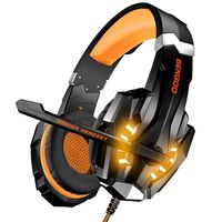 BENGOO Stereo Gaming Headset for PS4, PC, Xbox One Controller, Noise Cancelling Over Ear Headphones Mic, LED Light, Bass Surround, Soft Memory Earmuffs for Laptop Mac Nintendo Switch Games - Orange