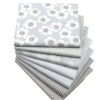 Hanjunzhao Quilting Fabric,Grey Fat Quarters Fabric Bundles,100% Cotton Fabric for Sewing Crafting,Print Floral Striped Polka Dot Gingham Fabric,18" x 22"(Grey)