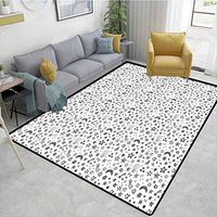 Bigdatastore Doodle Geometric Floor Comfort Mats, Stars and Crescent Moon Heavenly Bodies Abstract Sketch Style Space Cosmos Image, Easy Maintenance Area Rug Living Room Bedroom Carpet(2.5'x 9')