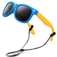 RIVBOS Rubber Kids Polarized Sunglasses with Strap Glasses Shades for Boys Girls Baby and Children Age 3-10 RBK004 （W Blue）