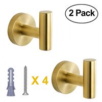 Nolimas Bathroom Towel Hooks SUS 304 Stainless Steel Coat Hook Round Clothes Towel Coat Robe Hook Cabinet Closet Door Sponges Holder for Bath Kitchen Garage Hotel,Wall Mounted,Brushed Gold,2Pack
