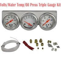 Vinmax Universal Motorcycle Gauge Cluster Triple Oil Pressure Water Temperature Volt Gauges Kit Chrome 50mm