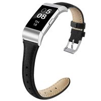 NAHAI Bands Compatible with Fitbit Charge 2, Thin Narrow Breathable Canvas Fabric Replacement Bands Slim Sport Strap Wristband for Fitbit Charge 2, Women Men, Small, Black