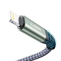 LISEN Lightning to USB-A Cable 10ft, Apple MFi Certified for iPhone Charger, Nylon Braided USB Fast Charging Cord Compatible with iPhone X/Xs Max/XR / 8/8 Plus / 7/7 Plus iPad (Grey)
