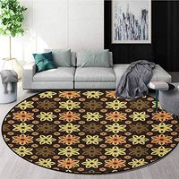 RUGSMAT Floral Round Rug,Nostalgic Flowers Mother Nature Petal Shabby Chic Blossom Pattern Nature Blossom Carpet Door Pad for Bedroom/Living Room/Balcony/Kitchen Mat,Diameter-35 Inch