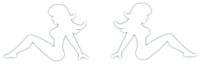 Mudflap Girl Stickers Pack of 2 Forward and Reverse Vinyl 5"x3.3" (White)