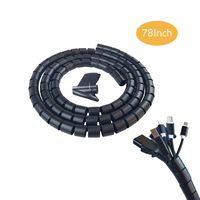 78Inch Cable Sleeve, 0.8" Diameter Flexible Cord Bundler Wire Organizer, Wrap Cable Management System for PC TV Computer Cinema, Black