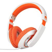 RockPapa On Ear Stereo Headphones Earphones for Adults Kids Childs Teens, Adjustable, Heavy Deep Bass for iPhone iPod iPad MacBook Surface MP3 DVD Smartphones Laptop (White/Orange)