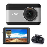 FineVu X500 Dash Cam, Front and Rear Full HD 1080P, 3.5" Touch Screen IPS, Hardwiring Cable, Samsung 64GB MicroSD Included, Night Vision ADAS Plus Time Lapse G-Sensor
