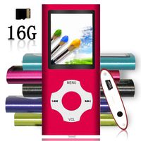 Tomameri - Portable MP3 / MP4 Player with Rhombic Button, Including a 16 GB Micro SD Card and Support Up to 64GB, Compact Music, Video Player, Photo Viewer Supported - White-in-Red