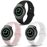 NAHAI Compatible Gear S2 Band, Soft Silicone Straps Sport Bands Adjustable Replacement Wristband Watch Bracelet for Samsung Gear S2 Smartwatch, Large, 3 Pack-Black/White/Sand Pink