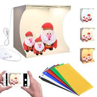 CAMOLO 31cm Folding Ring Light Photo Studio Box, Portable Photography Shooting Light Tent Kit with White/Warm/Soft Lighting 80pcs LED Light6 Colors Photography Waterproof Backdrops