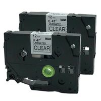 QPMY 2 Pack Compatible for Brother P-Touch Laminated Tze Tz Label Tape Cartridge 12mmx8m (Black on Clear TZe-131)