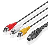 URWOOW 4 Pin Mini DIN S-Video Plug to 3 RCA Plug Cable S-Video 4-Pin Male to 3-RCA Male RGB Composite Video Cable Adapter Converter for DVD, DVD, TV, HDTV, VCR's, CD Players - 5 feet