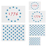 American Flag Star Stencil Templates - 6 Pack 50 Stars 1776 13 Stars Flag Stencils for Painting on Wood and Walls, Reusable Plastic Stencils in 3 Sizes for Wood Burning & Wall Art