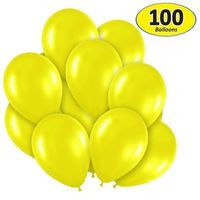 Pack of 100, Bright Yellow Color Latex Balloons, MADE IN USA!