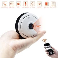 IP Camera Wireless Security Camera LXMIMI 360° Panoramic IP Camera 1080P Fisheye Camera Super Wide Angle Wireless Surveillance Camera with IR Night Vision and Motion Detection WiFi 2.4 GHz